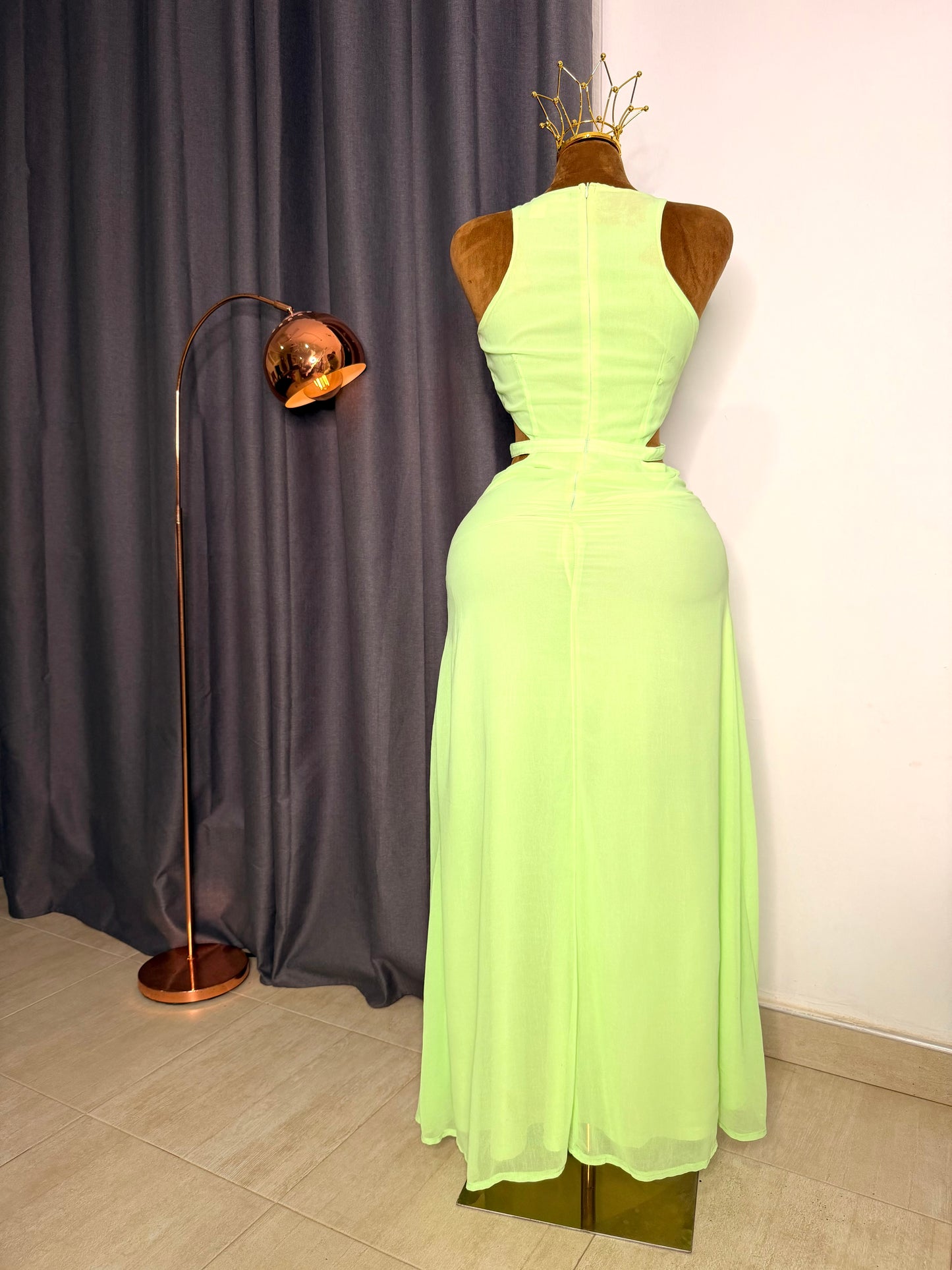 MISSGUIDED Size 10 lemon green cutout dress