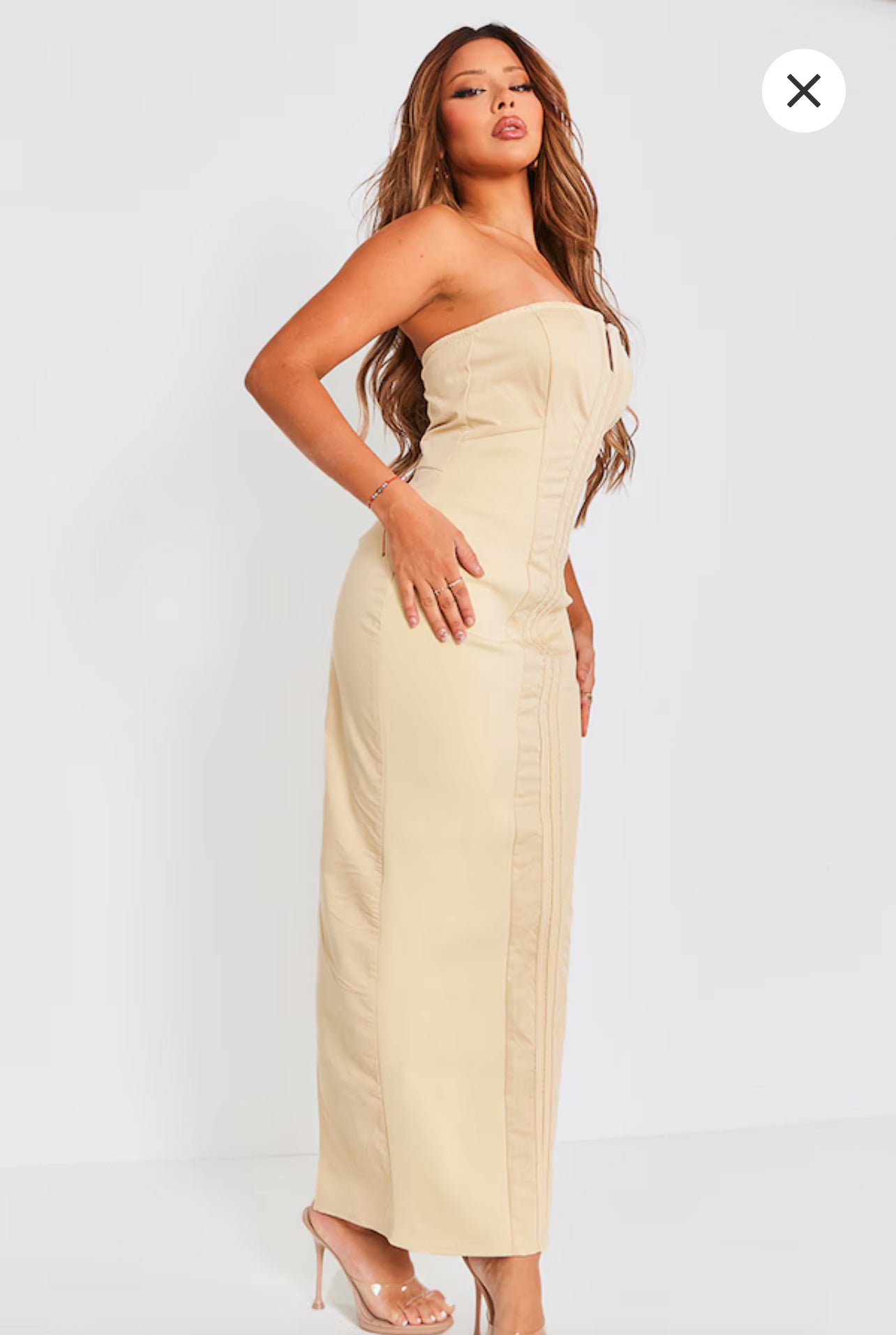 Stone Panel Detail V Wire Bodycon Maxi Dress