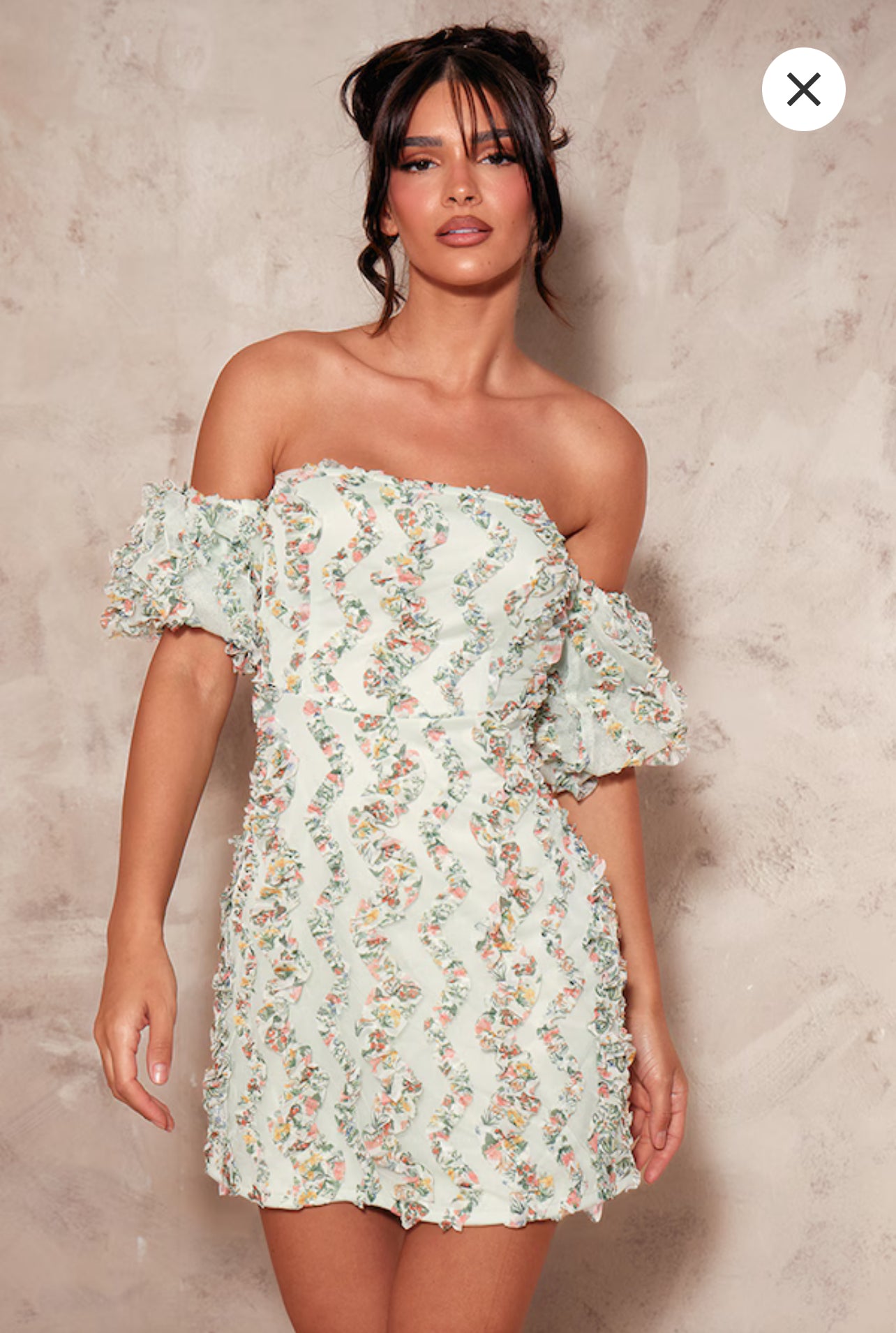 Pale Green Abstract Print Textured A Line Shift Dress