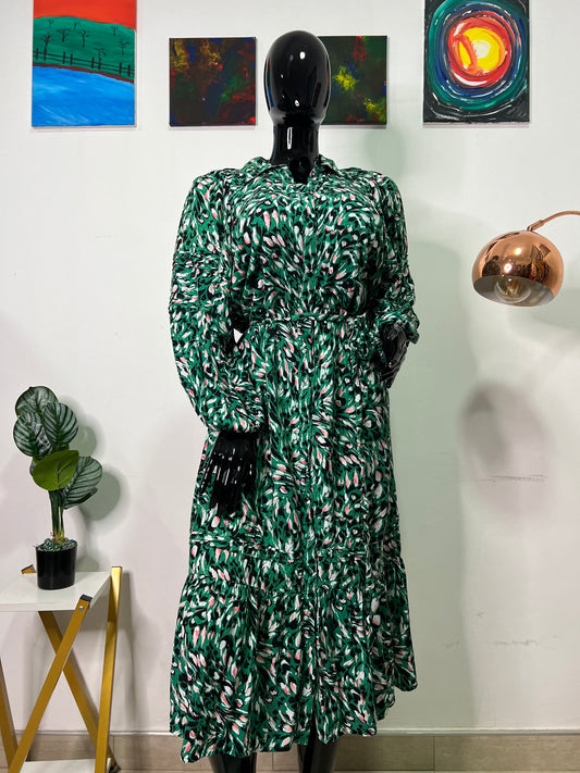 PLIVER BONAS Green prints shirt dress