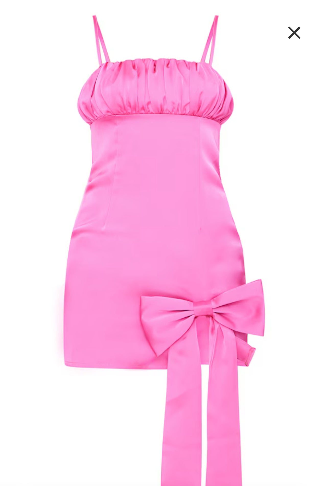 Pink Satin Bow Detail Mini Dress