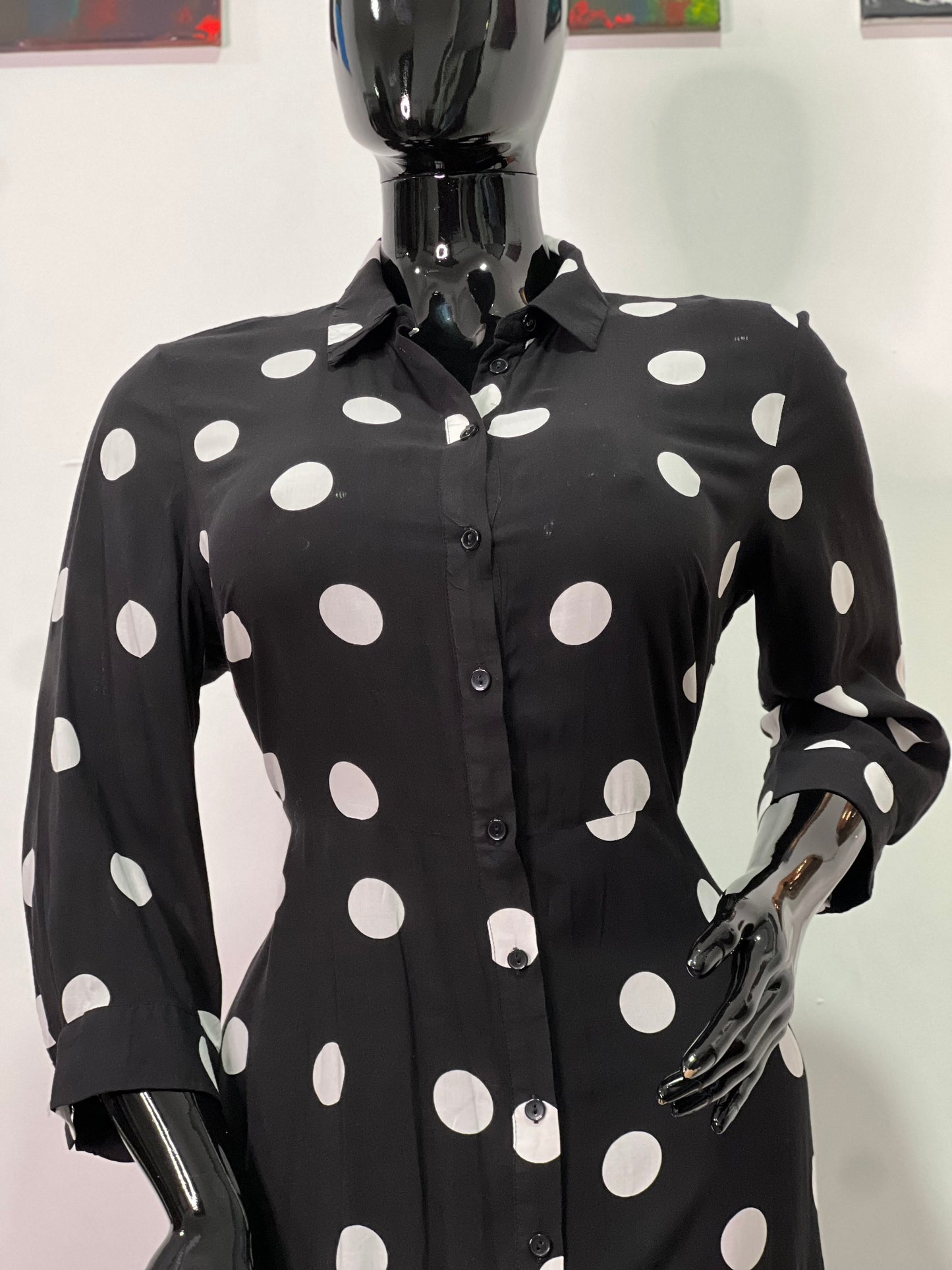 F&F Black & white polka dot shirt dress