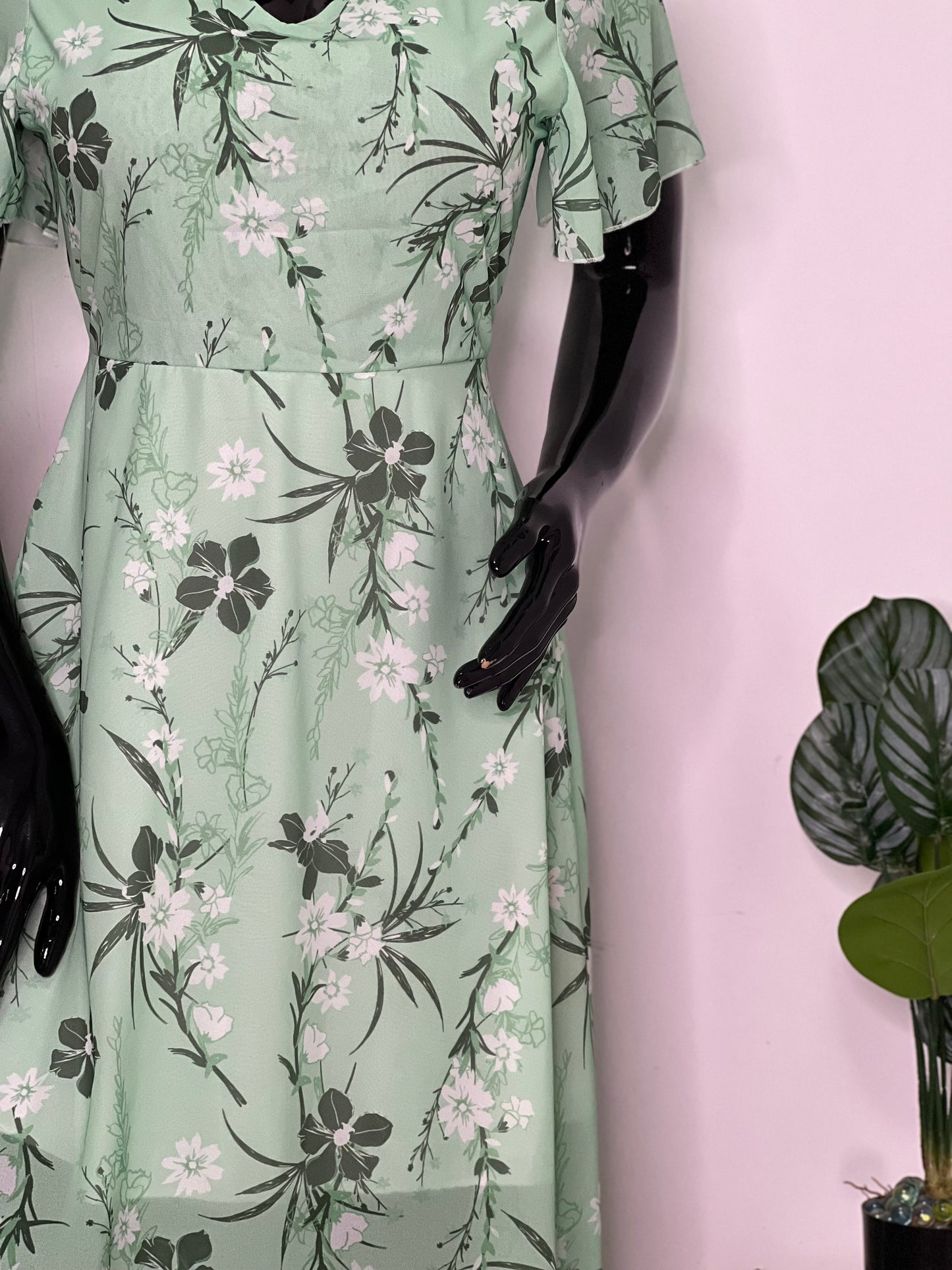 Size 12 green floral print dress