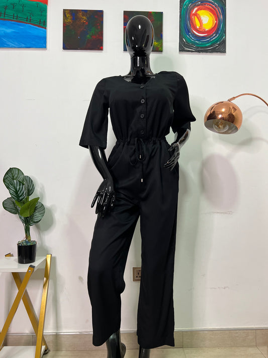 UNFOLDED Size 14 Black button up jumpsuit