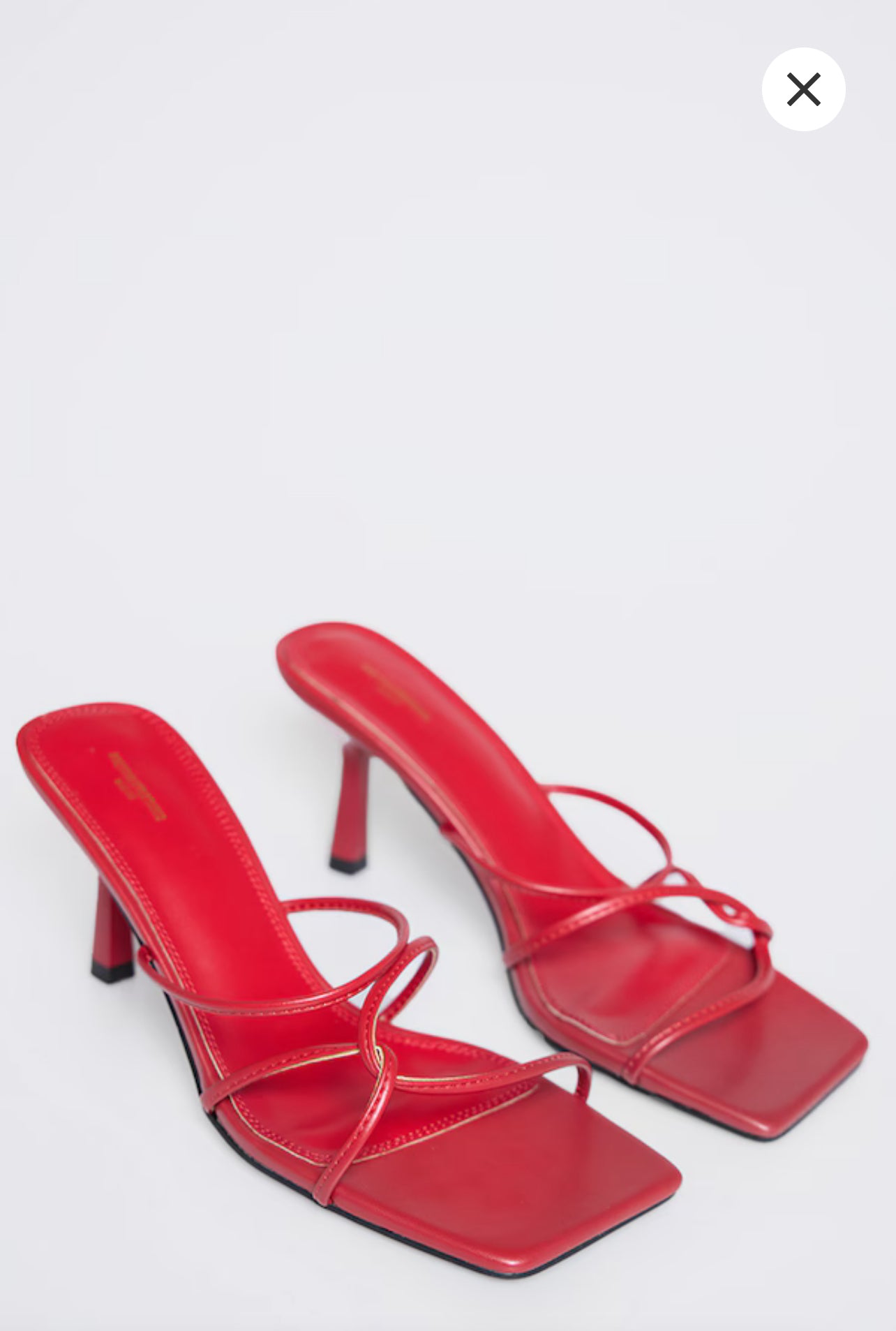 Red PU Wide Fit Cross Over Strap Heeled Mules