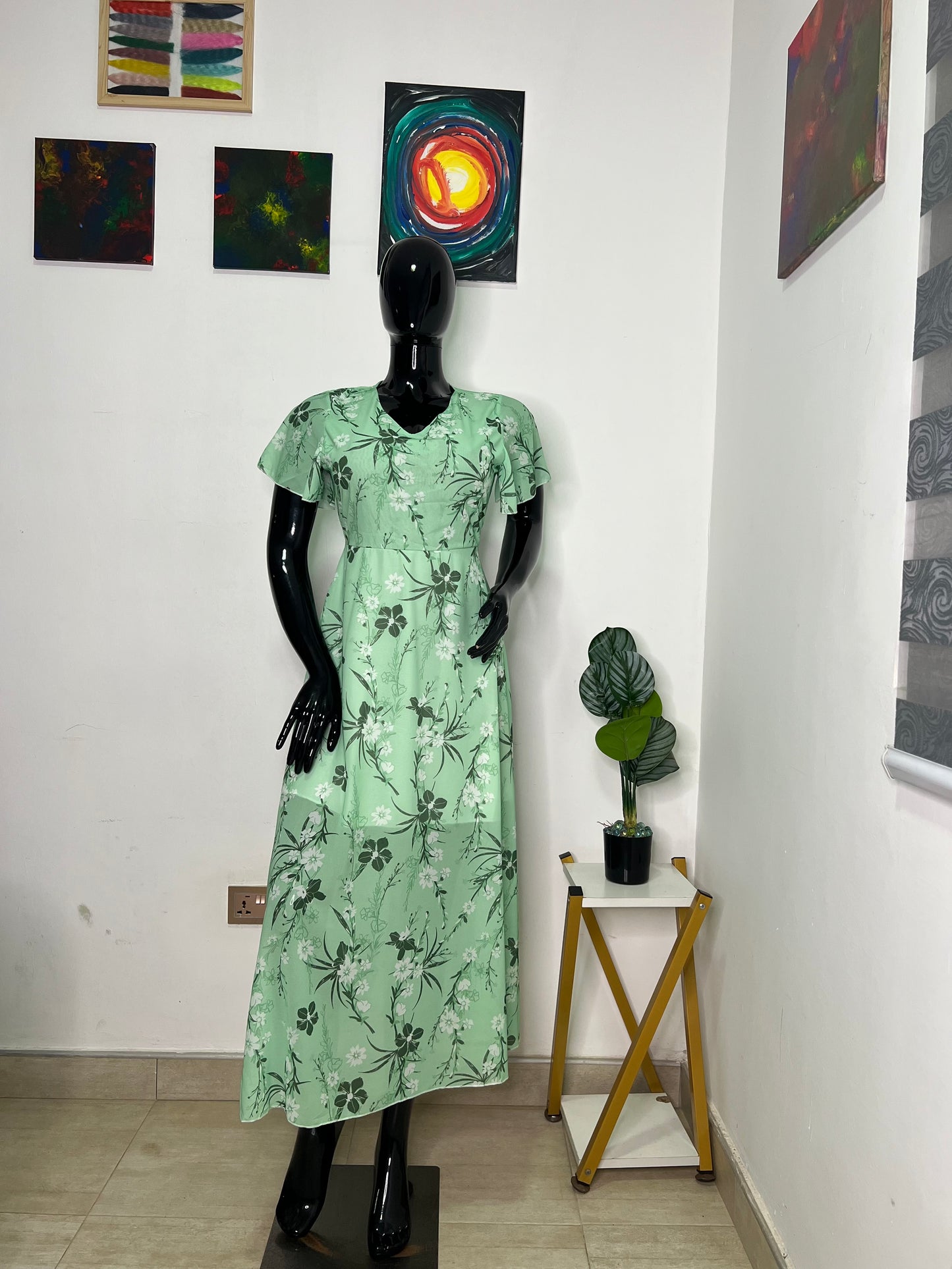 Size 12 green floral print dress