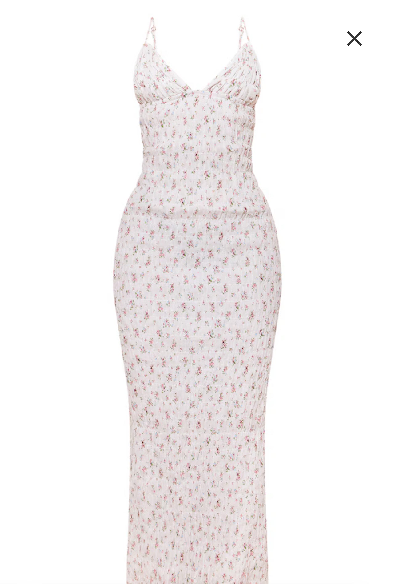 White Floral Textured Cami Maxi Dress