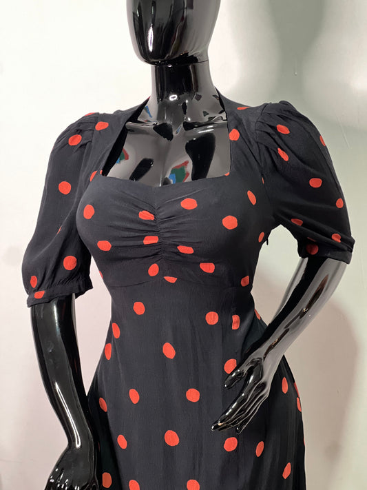 NOBODY’S CHILD Black & orange polka dot dress