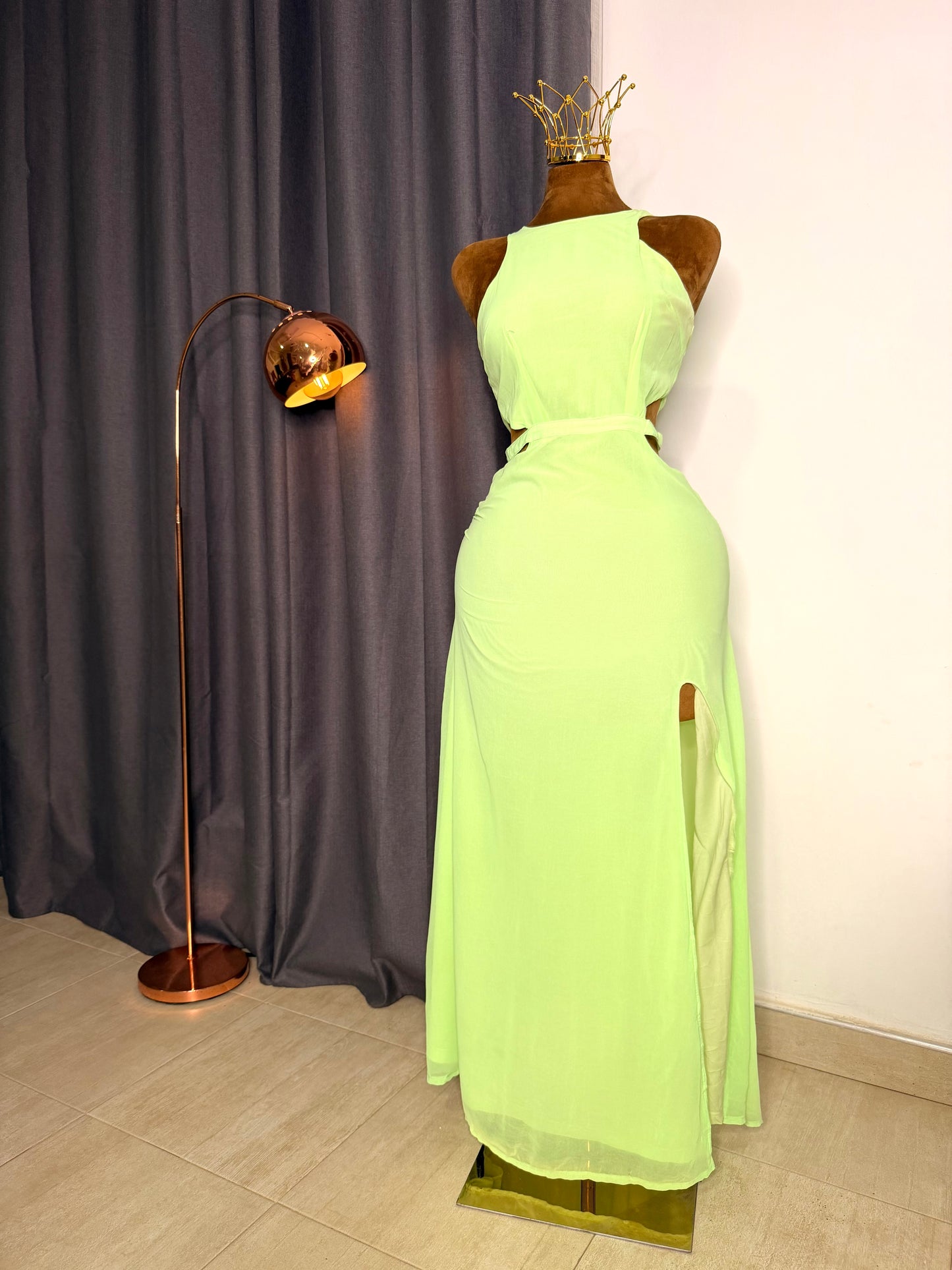 MISSGUIDED Size 10 lemon green cutout dress