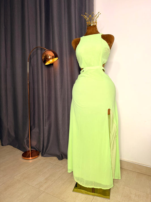 MISSGUIDED Size 10 lemon green cutout dress