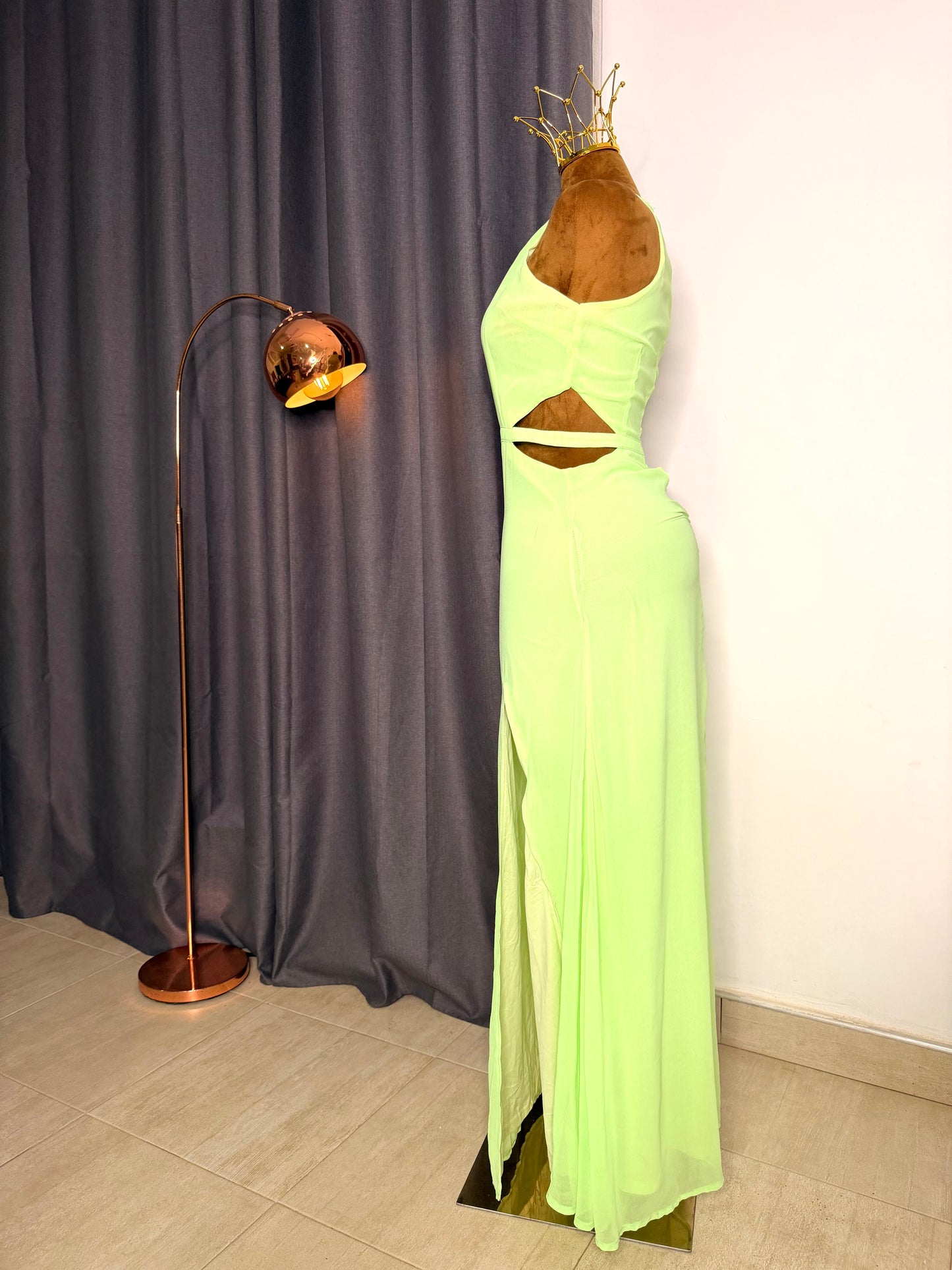 MISSGUIDED Size 10 lemon green cutout dress