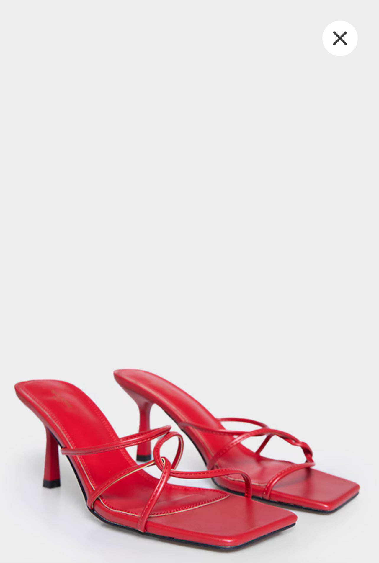 Red PU Wide Fit Cross Over Strap Heeled Mules