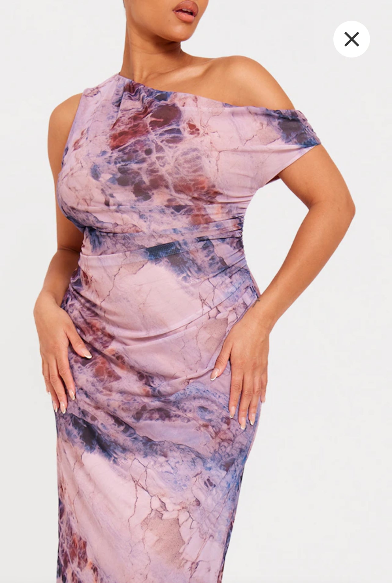 Plus Multi Printed Mesh Midi Dress