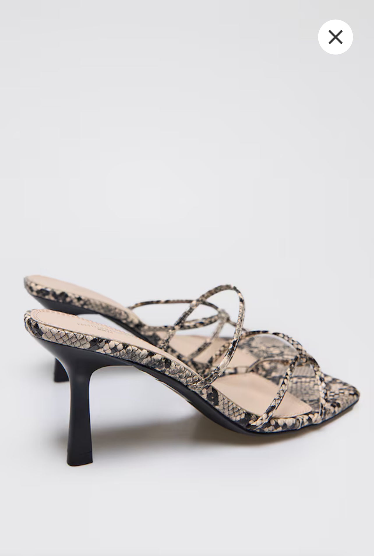 Snake PU Square Toe Asymmetric Tube Strap Heeled Sandal