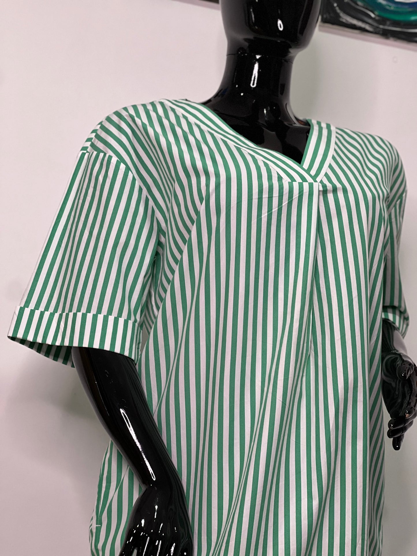 CAROLYN DONNELLY Size 14 green & white striped dress