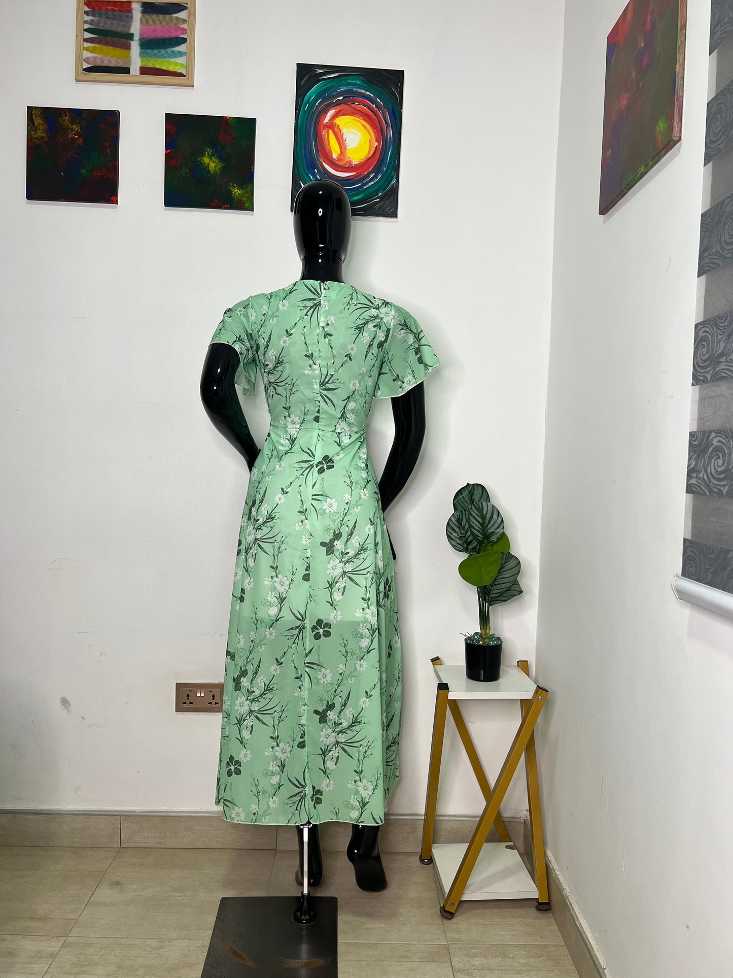 Size 12 green floral print dress