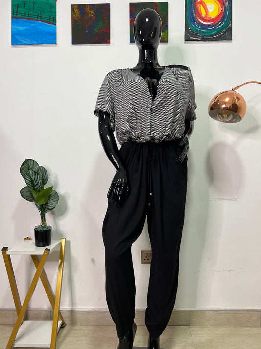 H&M Black Size 22 & white button up jumpsuit