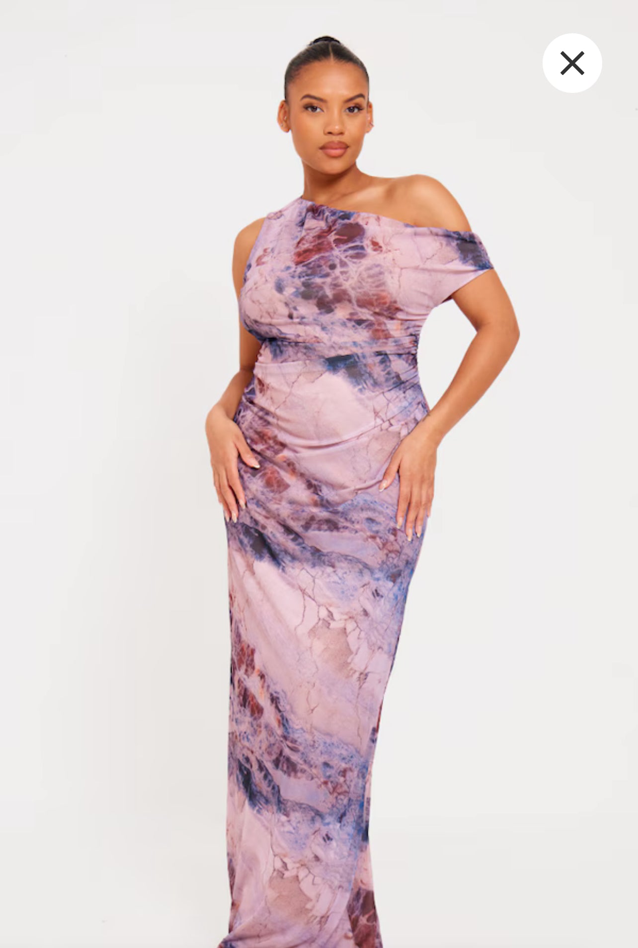 Plus Multi Printed Mesh Midi Dress