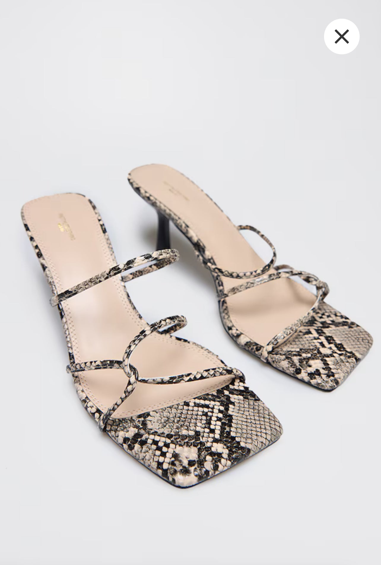 Snake PU Square Toe Asymmetric Tube Strap Heeled Sandal