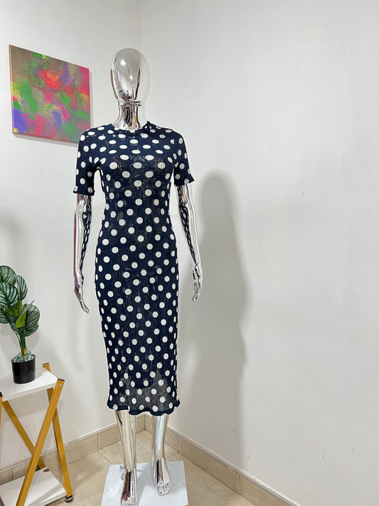 NEXT - Size 12 dark blue & white polka dot dress