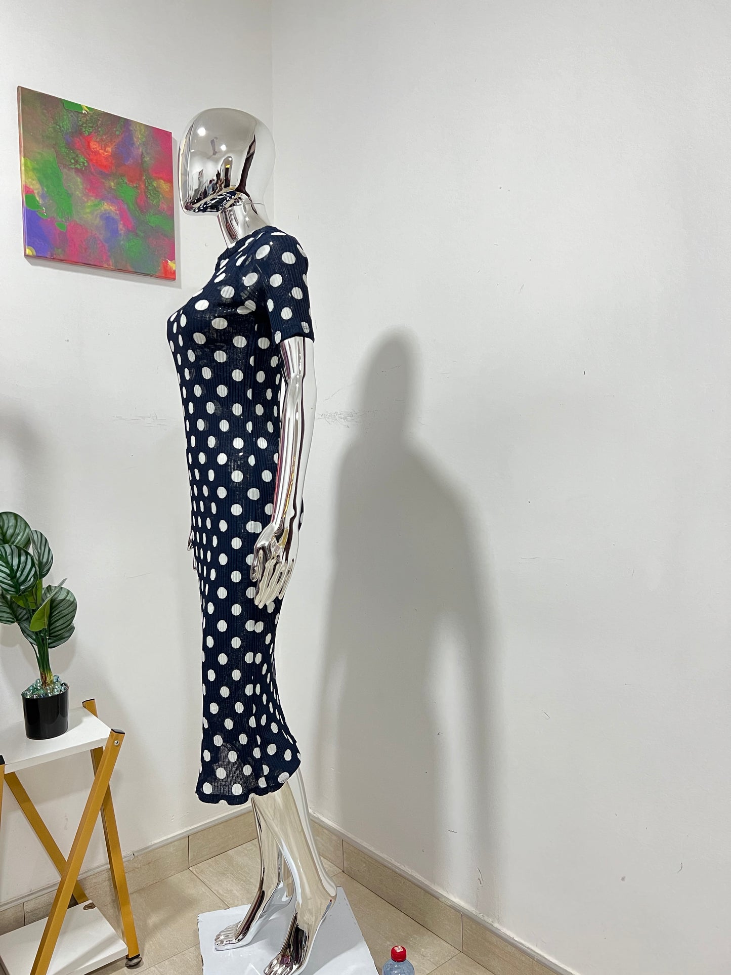 NEXT - Size 12 dark blue & white polka dot dress