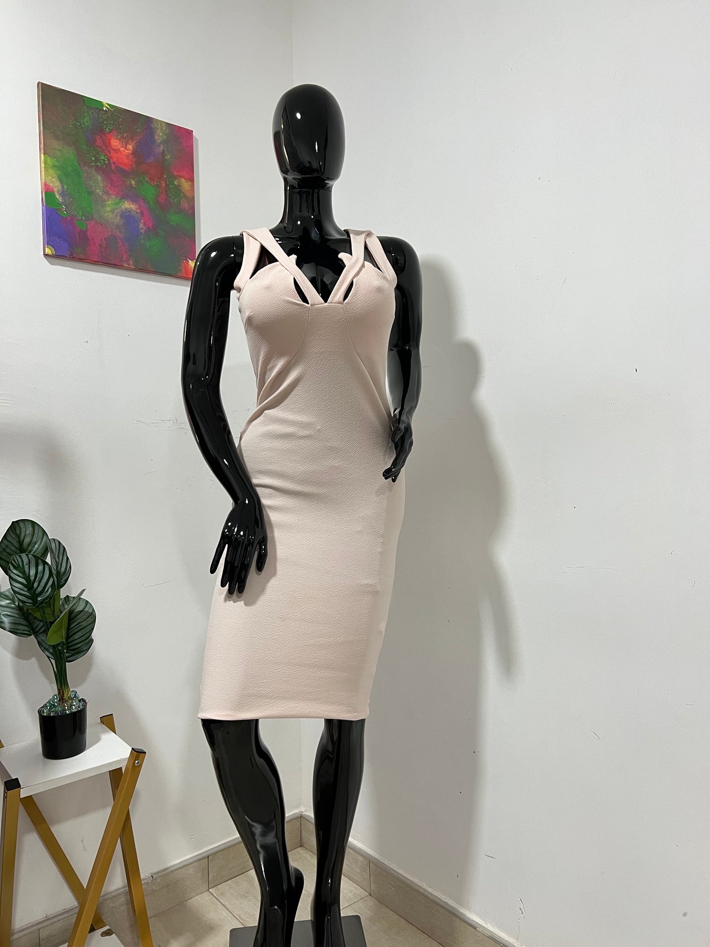 BOOHOO - Size 12 cream body-con dress