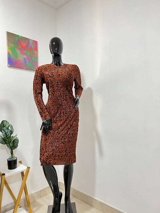 NEW LOOK - Size 12 brown print dress