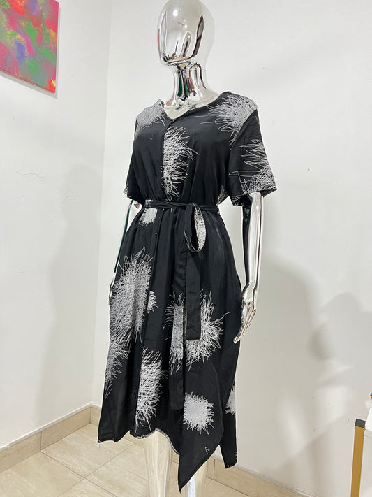 Size 14 black dress with white prints