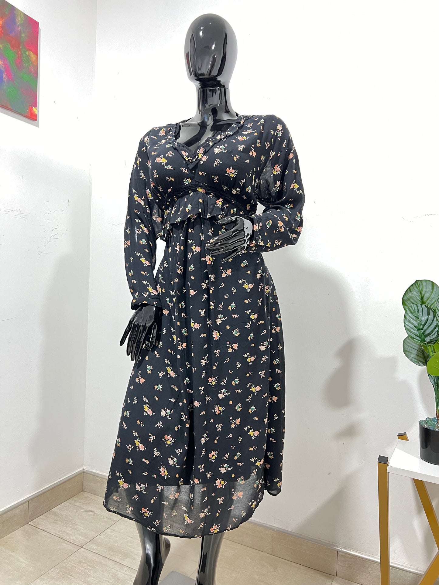 ZARA - Size 18 black flowery dress